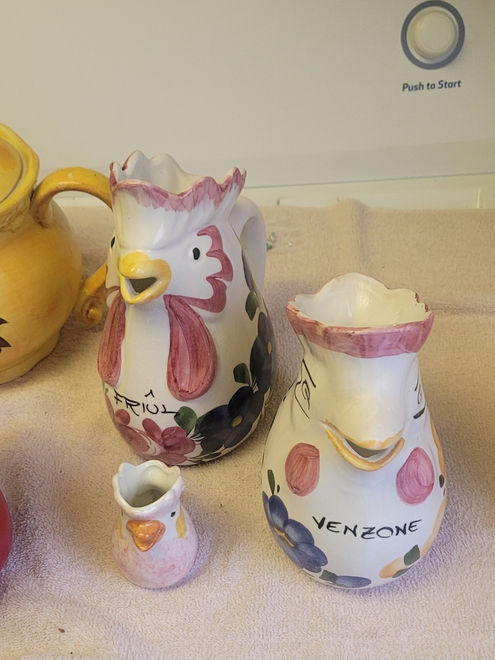 Hand-Painted Ceramic Hen Pitcher - Pink Floral